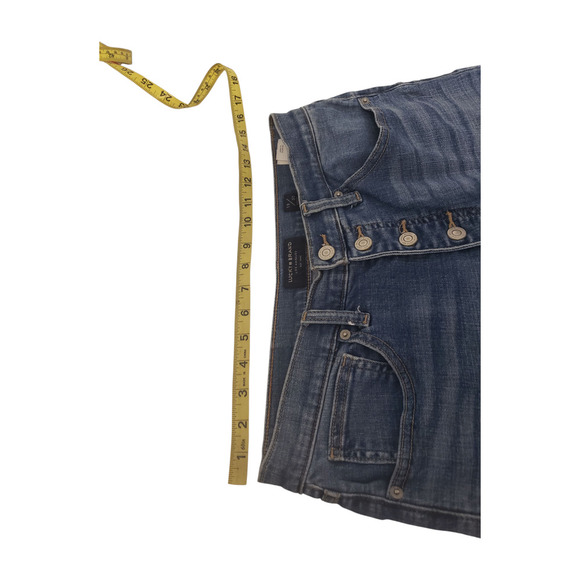 Lucky Brand Jeans Womens 10/30 Blue Button Fly Distressed Raw Hem Frayed Ankle - Picture 8 of 16